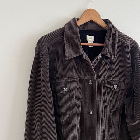 J Jill Corduroy Jacket Womens 1X Plus Velvet Trim Brown Classic Preppy Outerwear - Picture 8 of 12